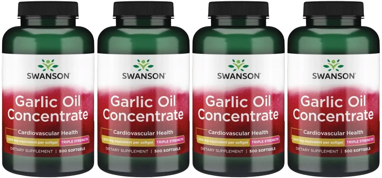 Чесночное масло Swanson Garlic Oil, желатиновые капсулы, 4 упаковки по 500 капсул