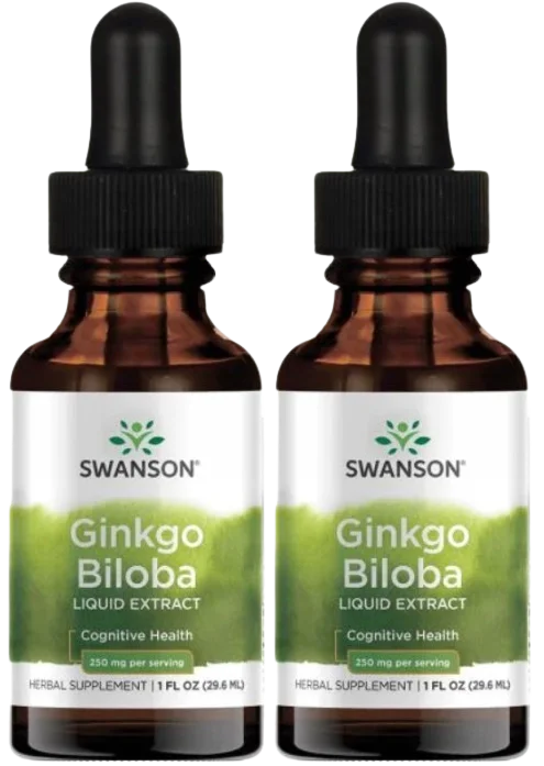 Гинкго билоба Swanson Ginkgo Biloba Liquid, жидкий экстракт, капли, 2 упаковки по 29,6 мл