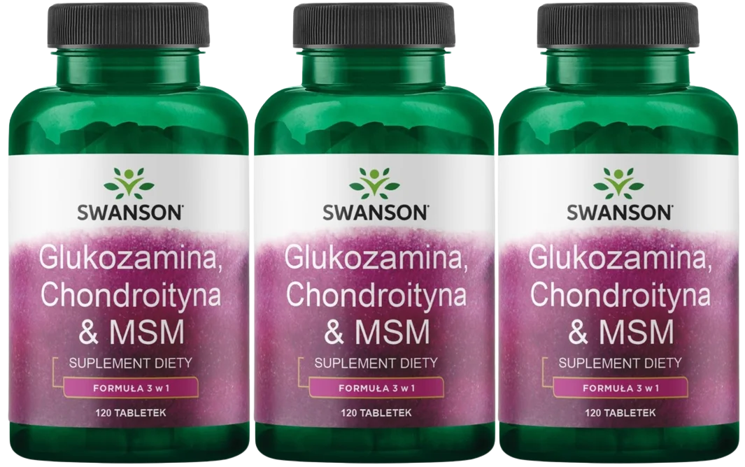 Глюкозамин и хондроитин Swanson Glucosamine Chondroitin & MSM, для суставов, таблетки, 3 упаковки по 120 таблеток