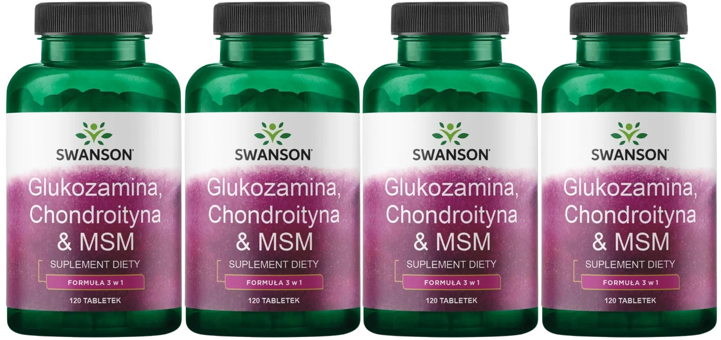 Глюкозамин, хондроитин и МСМ Swanson Glucosamine Chondroitin & MSM, таблетки, 4 упаковки по 120 таблеток