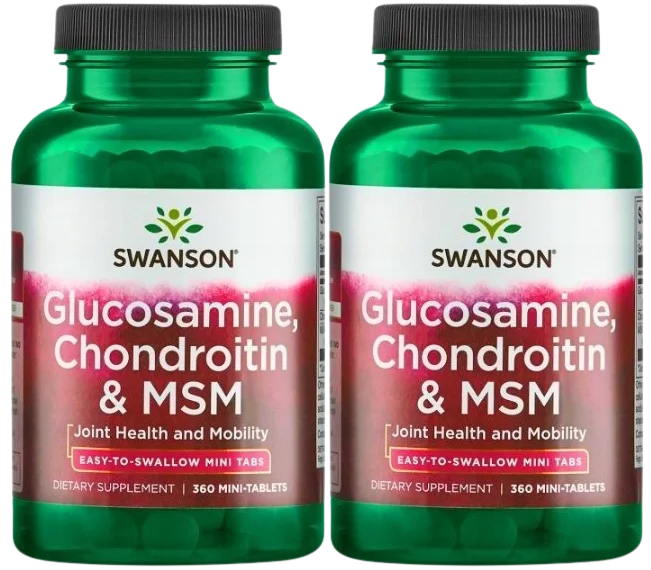Глюкозамин, хондроитин и МСМ Swanson Glucosamine Chondroitin & MSM, мини-таблетки, 2 упаковки по 360 шт