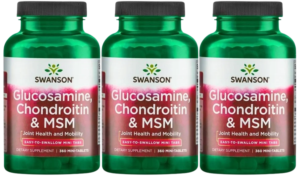 Глюкозамин и хондроитин Swanson Glucosamine Chondroitin & MSM, мини-таблетки, 3 упаковки по 360 таблеток