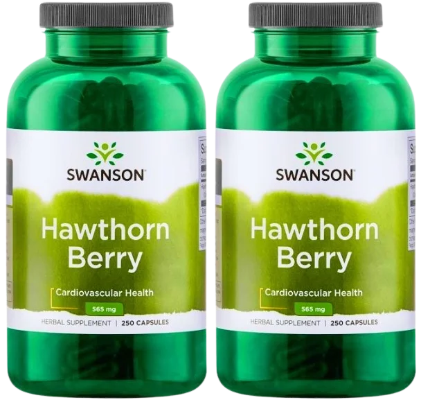 Боярышник Swanson Hawthorn Berry, плоды 565 мг, 2 упаковки по 250 капсул