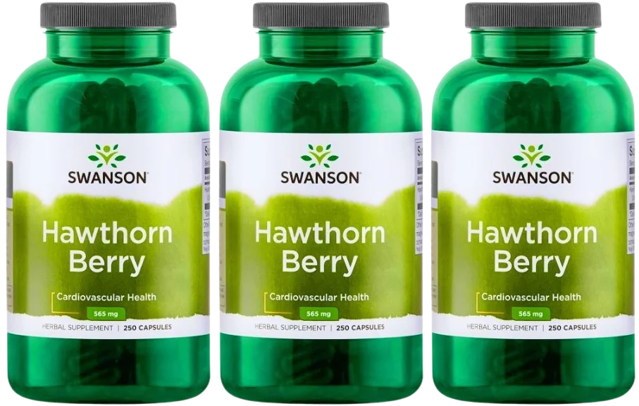 Боярышник Swanson Hawthorn Berry 565 мг, плоды, для сердца, 3 упаковки по 250 капсул