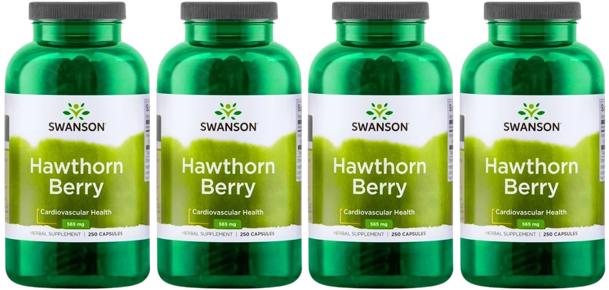 Боярышник Swanson Hawthorn Berry 565 мг, для сердца, 4 упаковки по 250 капсул