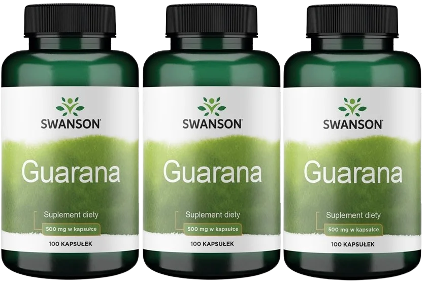 Гуарана Swanson Guarana 500 мг, энергия и концентрация, 3 упаковки по 100 капсул