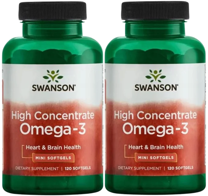 Омега-3 Swanson High Concentrate Omega-3, концентрат EPA и DHA, 2 упаковки по 120 капсул