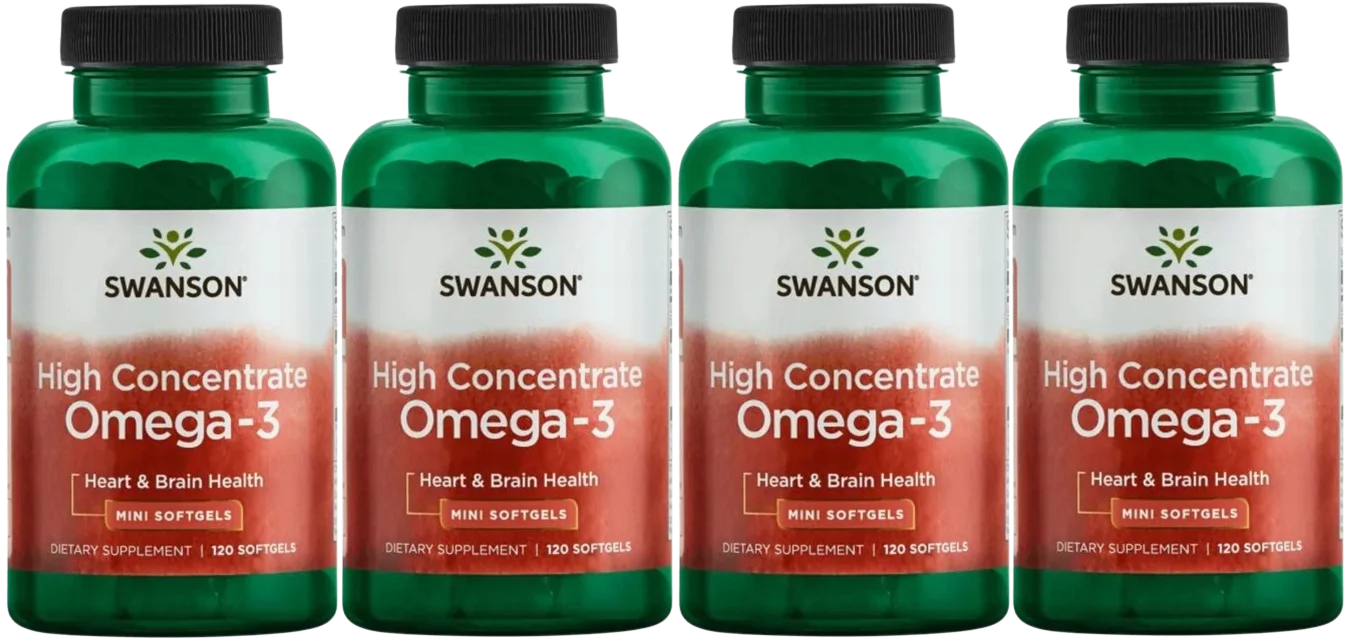 Омега-3 Swanson High Concentrate Omega-3, EPA и DHA, 4 упаковки по 120 капсул