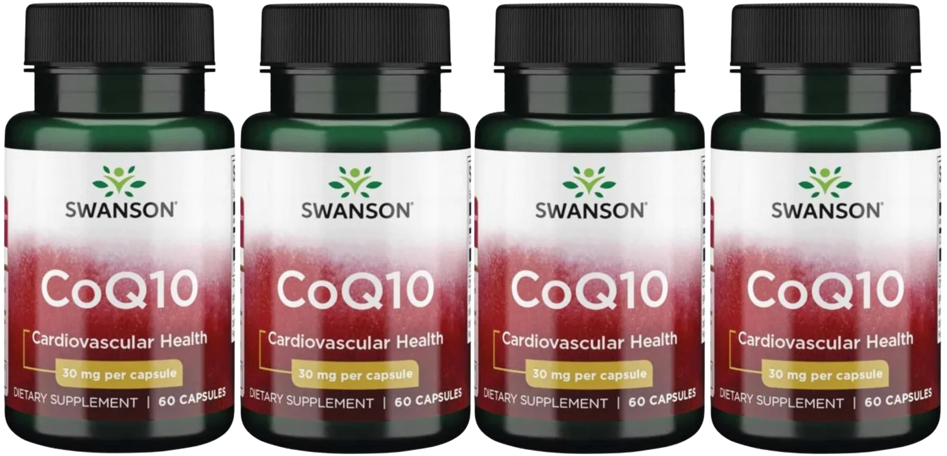 Коэнзим Q10 Swanson CoQ10 30 мг, для сердца, 4 упаковки по 60 капсул