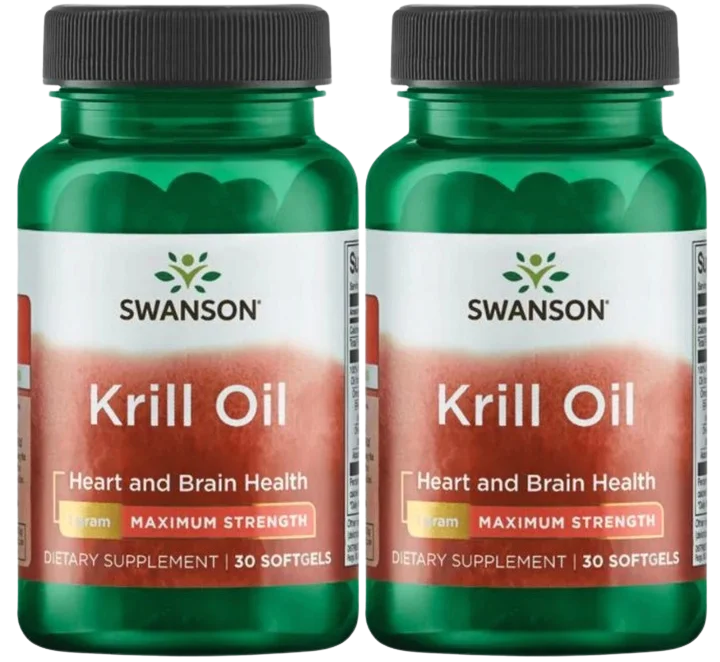 Масло криля Swanson Krill Oil Maximum Strength, Superba 1000 мг, 2 упаковки по 30 капсул