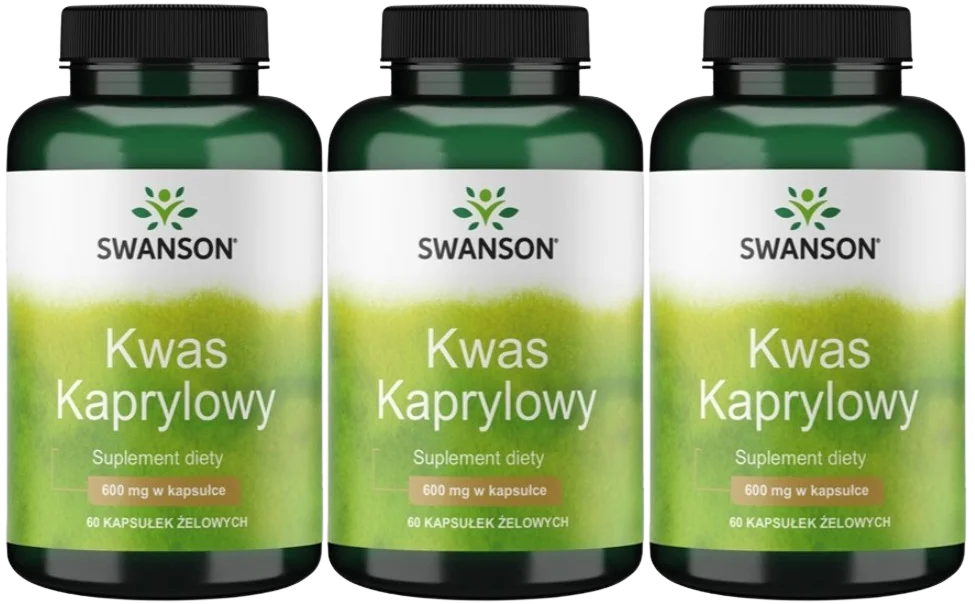 Каприловая кислота Swanson Caprylic Acid 600 мг, для кишечника, мягкие капсулы, 3 упаковки по 60 капсул