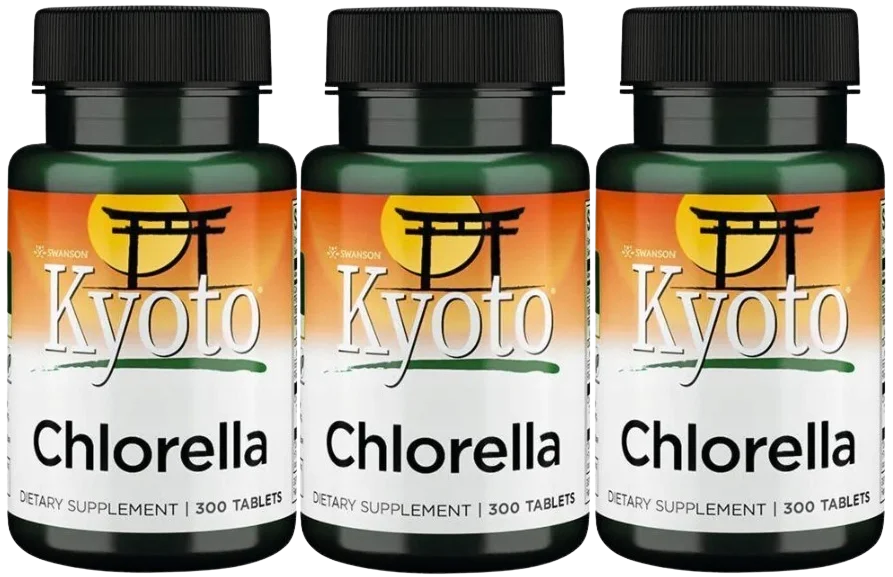 Хлорелла Swanson Kyoto Chlorella, источник витаминов и минералов, таблетки, 3 упаковки по 300 таблеток