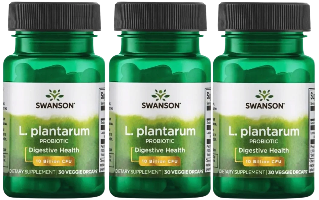 Пробиотик Swanson L. Plantarum, Lactobacillus plantarum, для кишечника, 3 упаковки по 30 капсул
