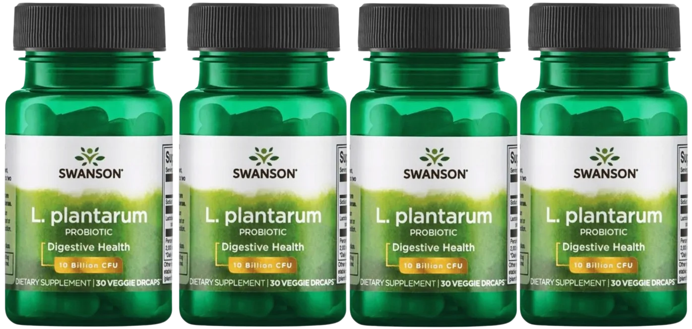 Пробиотик Swanson L. Plantarum, Lactobacillus plantarum, растительные капсулы, 4 упаковки по 30 капсул