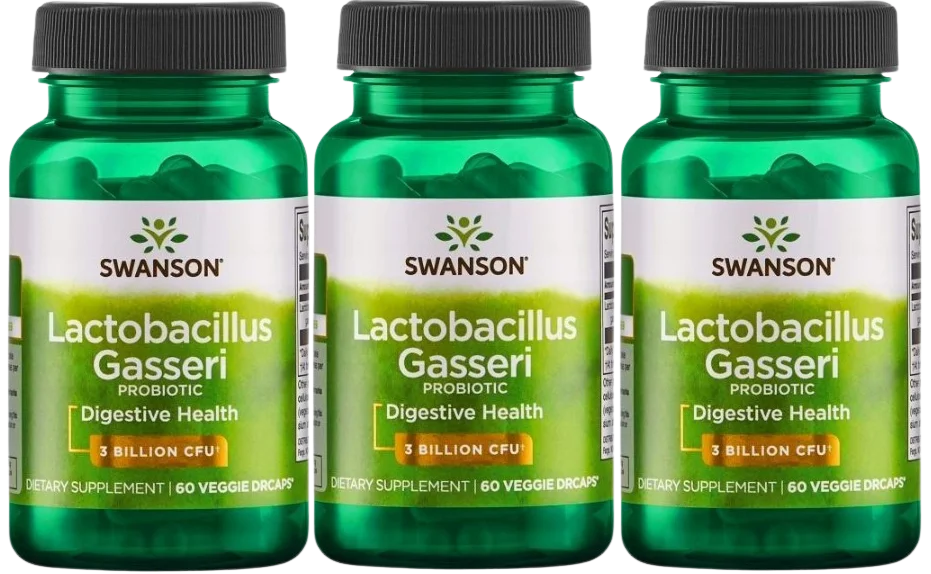 Пробиотик Swanson Lactobacillus Gasseri, для пищеварения, растительные капсулы, 3 упаковки по 60 капсул