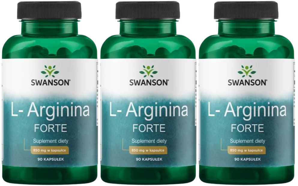 L-аргинин Swanson L-Arginine Forte 850 мг, 3 упаковки по 90 капсул
