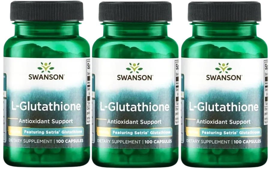 Глутатион Swanson L-Glutathione 100 мг, антиоксидант, 3 упаковки по 100 капсул