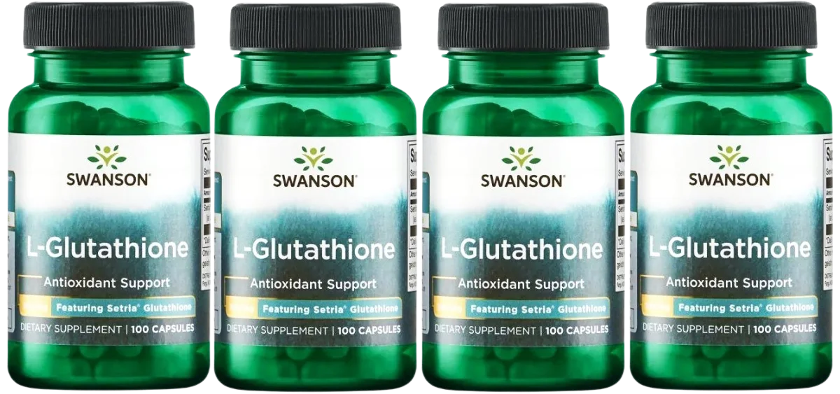 Глутатион Swanson L-Glutathione 100 мг, антиоксидант, 4 упаковки по 100 капсул