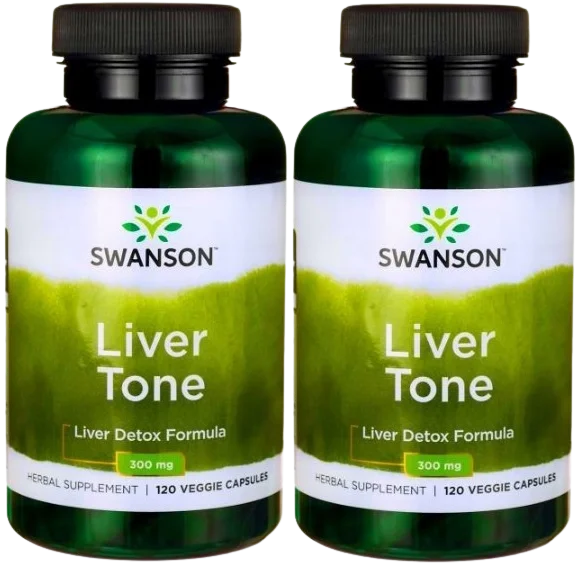 Комплекс для печени Swanson Liver Tone, с расторопшей и артишоком, набор 2 упаковки по 120 капсул
