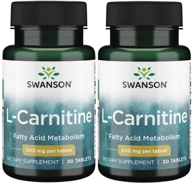 L-карнитин Swanson L-Carnitine, 500 мг, 2 упаковки по 30 таблеток