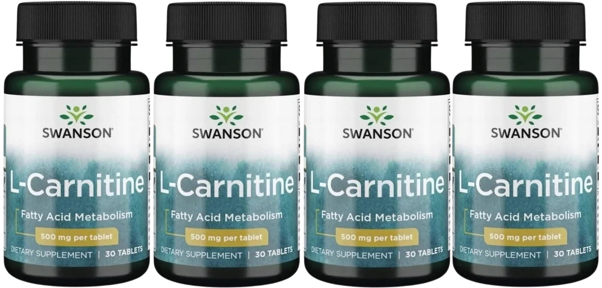 L-карнитин Swanson L-Carnitine 500 мг, таблетки, 4 упаковки по 30 таблеток