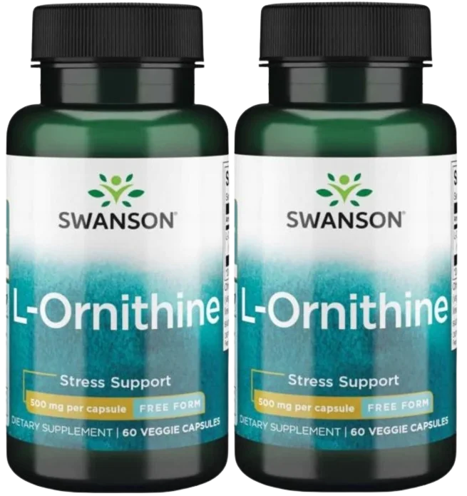 L-орнитин Swanson L-Ornithine, 500 мг, растительные капсулы, 2 упаковки по 60 шт