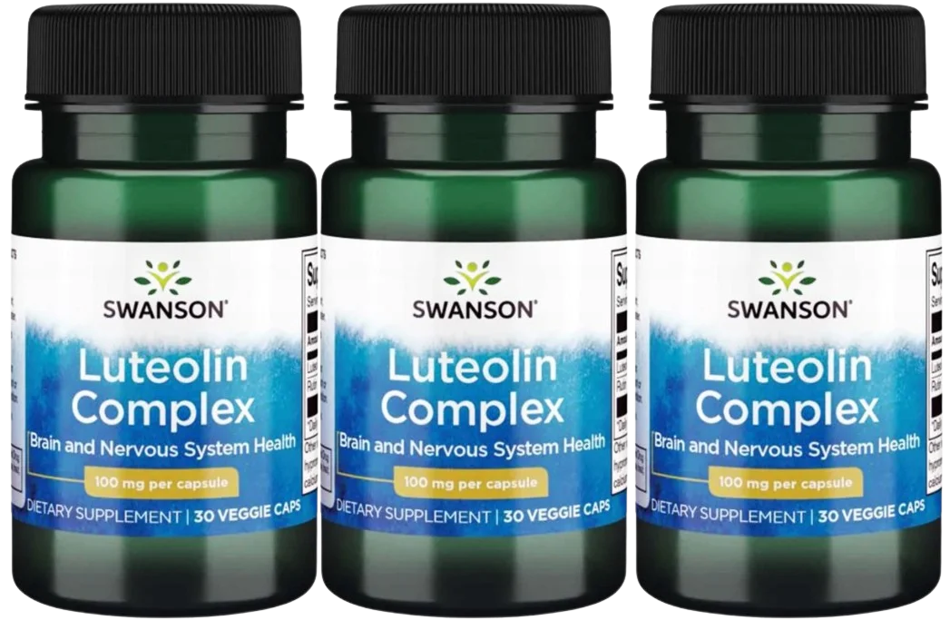 Лютеолин Swanson Luteolin Complex 100 мг, антиоксидант, растительные капсулы, 3 упаковки по 30 капсул