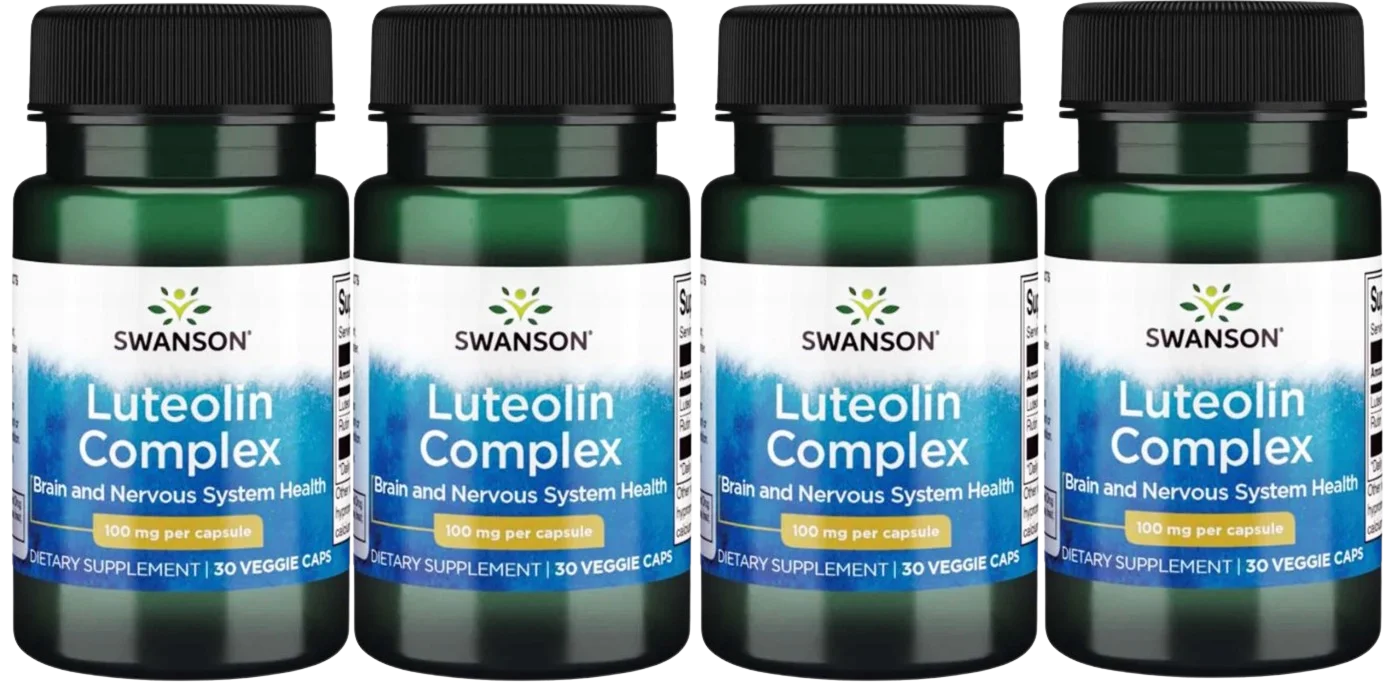 Лютеолин Swanson Luteolin Complex 100 мг, растительные капсулы, 4 упаковки по 30 капсул