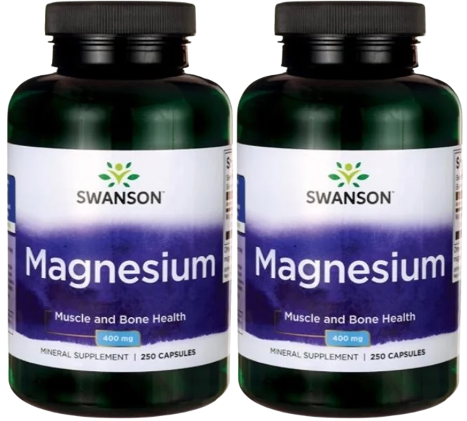 Магний Swanson Magnesium, оксид магния 200 мг, 2 упаковки по 250 капсул