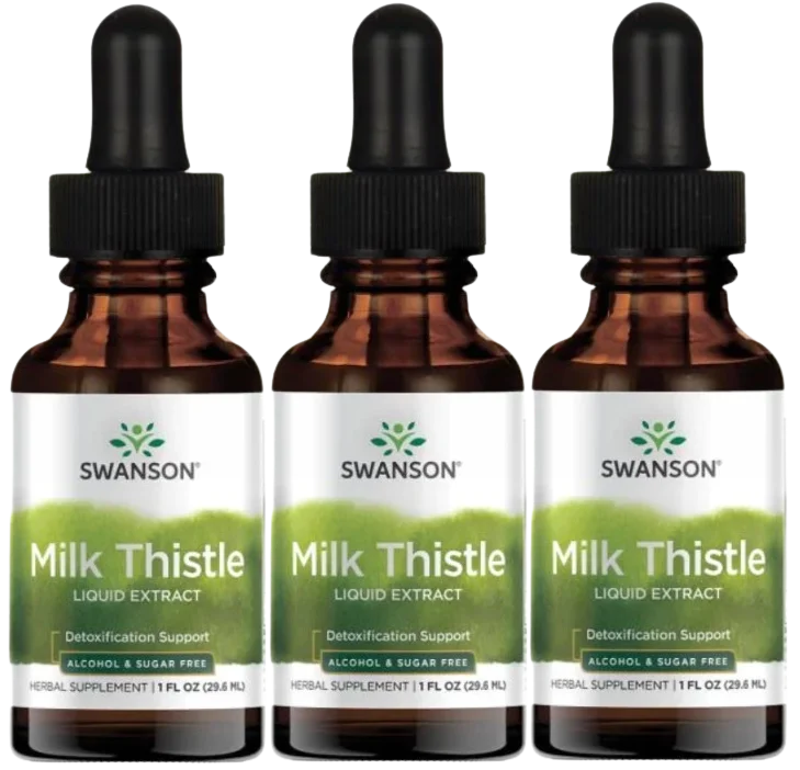 Расторопша Swanson Milk Thistle Extract, для печени, жидкий экстракт, капли, 3 упаковки по 29,6 мл