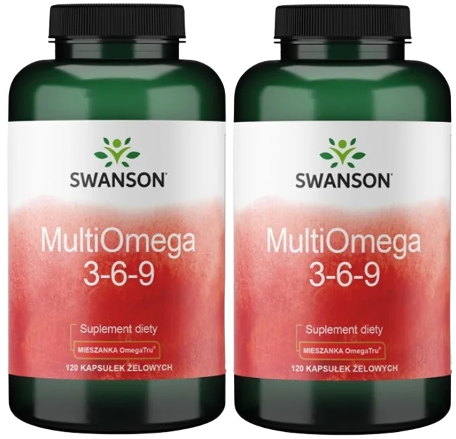 Омега-3-6-9 Swanson MultiOmega 3-6-9, рыбий жир, масло бораго и льняное масло, 2 упаковки по 120 капсул