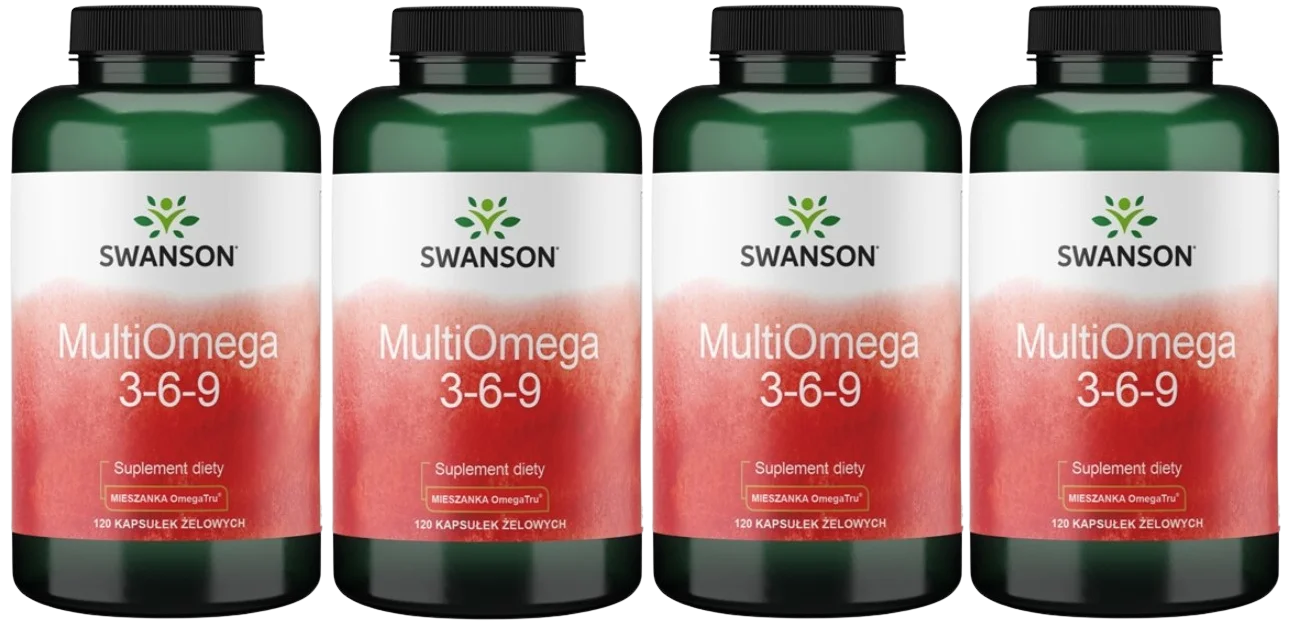 Омега-3-6-9 Swanson MultiOmega 3-6-9, рыбий жир, масло бораго и льняное масло, 4 упаковки по 120 капсул