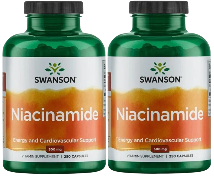Ниацинамид Swanson Niacinamide 500 мг, витамин B3, 2 упаковки по 250 капсул