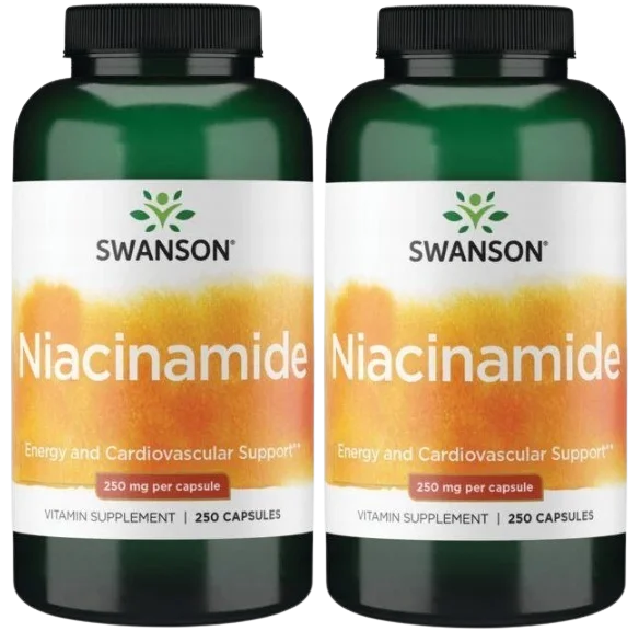 Ниацинамид Swanson Niacinamide 250 мг, витамин B3, 2 упаковки по 250 капсул