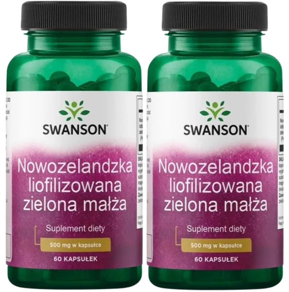 Зелёная мидия Swanson New Zealand Freeze-Dried Green Mussel 500 мг, для суставов, 2 упаковки по 60 капсул