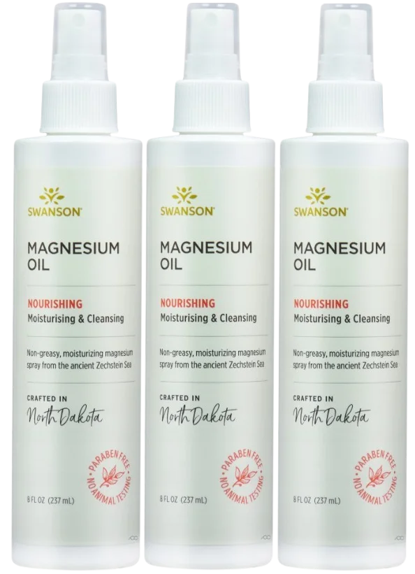 Магниевое масло Swanson Magnesium Oil, хлорид магния, спрей для наружного применения, 3 упаковки по 237 мл