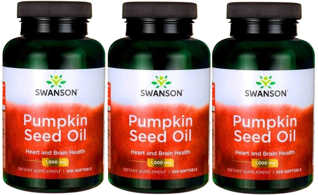 Масло тыквенных семян Swanson Pumpkin Seed Oil 1000 мг, мягкие капсулы, 3 упаковки