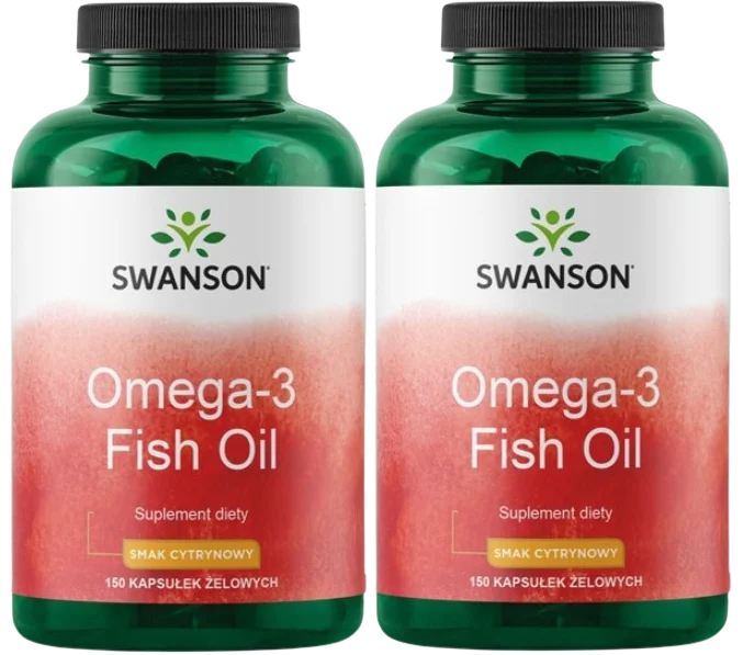 Омега-3 Swanson Omega-3 Fish Oil, рыбий жир, EPA и DHA, лимон, 2 упаковки по 150 капсул