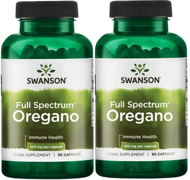 Орегано Swanson Oregano 450 мг, для пищеварения и иммунитета, 2 упаковки по 90 капсул