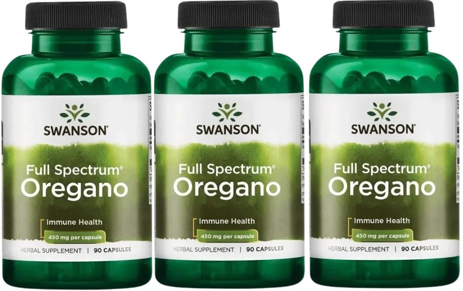 Орегано Swanson Oregano 450 мг, для пищеварения и иммунитета, 3 упаковки по 90 капсул