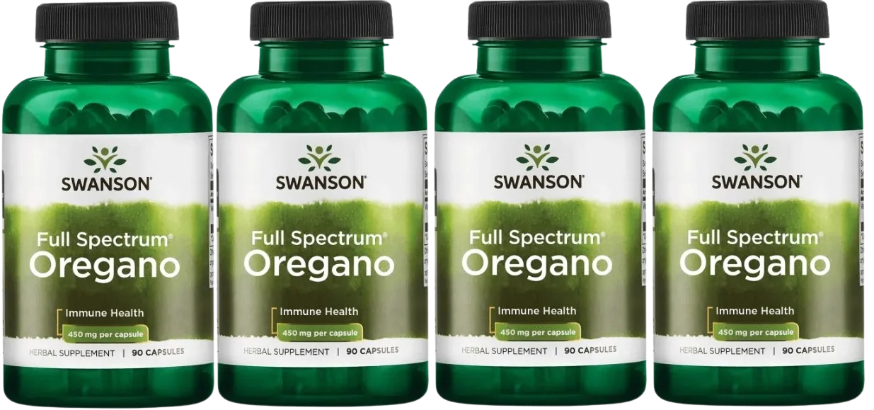 Орегано Swanson Oregano 450 мг, 4 упаковки по 90 капсул