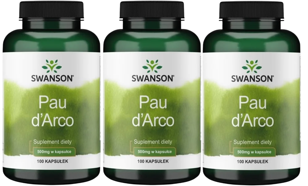 Кора пау д'арко Swanson Pau d'Arco 500 мг, для пищеварения, 3 упаковки по 100 капсул