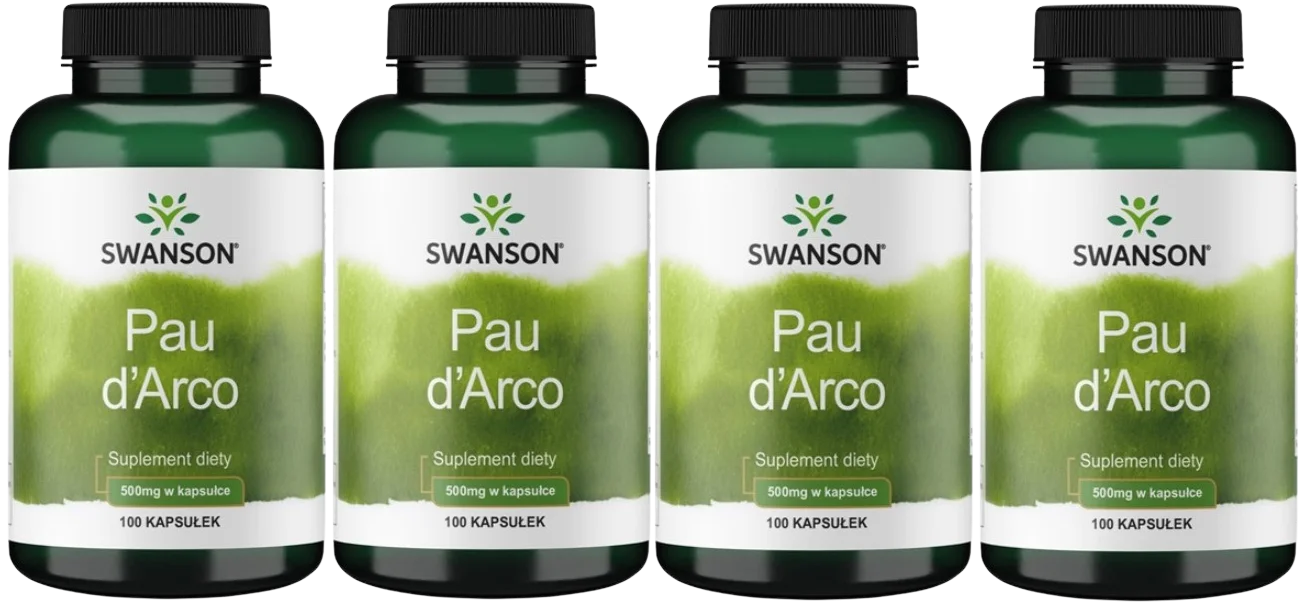 Пау д'арко Swanson Pau d'Arco 500 мг, кора, 4 упаковки по 100 капсул