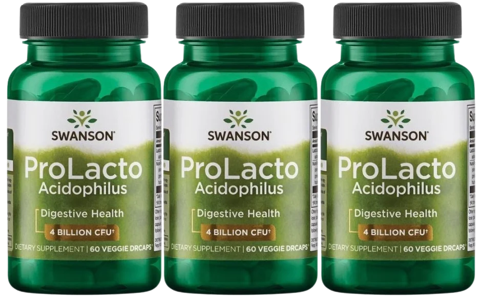 Пробиотик Swanson ProLacto Acidophilus, 4 млрд КОЕ, с FOS, 3 упаковки по 60 капсул