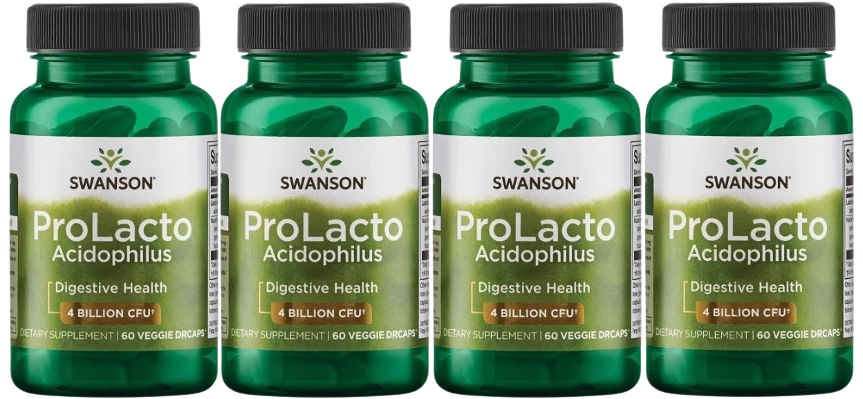 Пробиотик Swanson ProLacto Acidophilus, 4 млрд КОЕ, с scFOS, 4 упаковки по 60 капсул