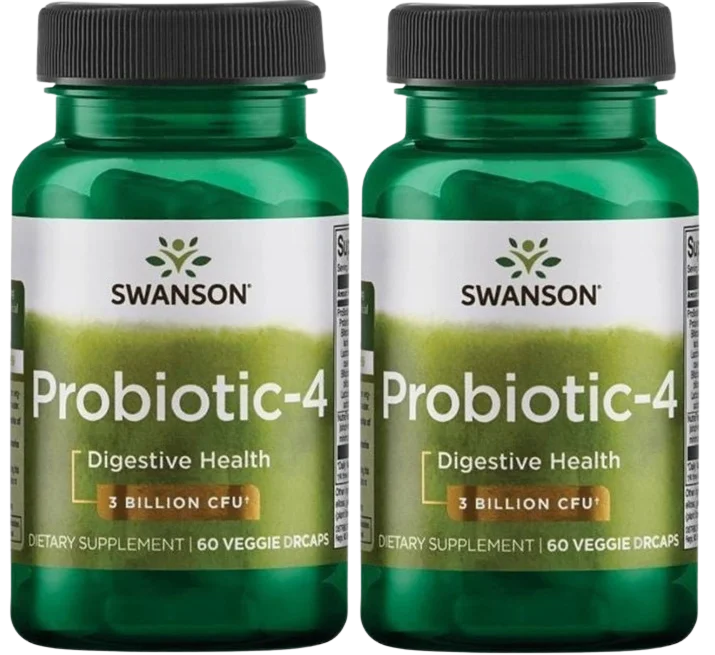 Пробиотик Swanson Probiotic-4, 4 штамма, 3 млрд бактерий, 2 упаковки по 60 капсул