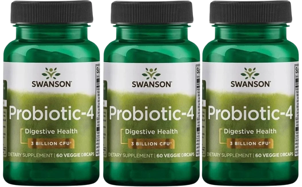 Пробиотик Swanson Probiotic-4, 4 вида бактерий, 3 млрд, 3 упаковки по 60 капсул