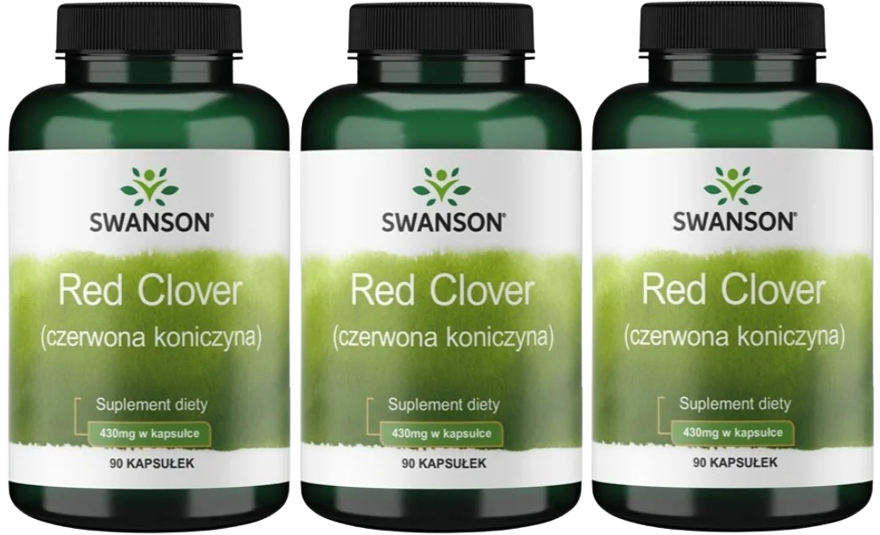 Красный клевер Swanson Red Clover 430 мг, при менопаузе, для женщин, 3 упаковки по 90 капсул