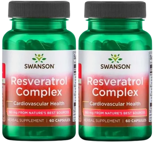 Ресвератрол Swanson Ultra Resveratrol Complex 180 мг, экстракт красного вина, 2 упаковки по 60 капсул