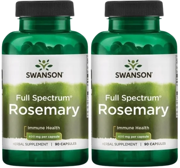 Розмарин Swanson Full Spectrum Rosemary, лист 400 мг, 2 упаковки по 90 капсул